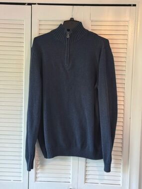 Croft & Barrow Navy Quarter-Zip Mock-Neck Sweater Like New!